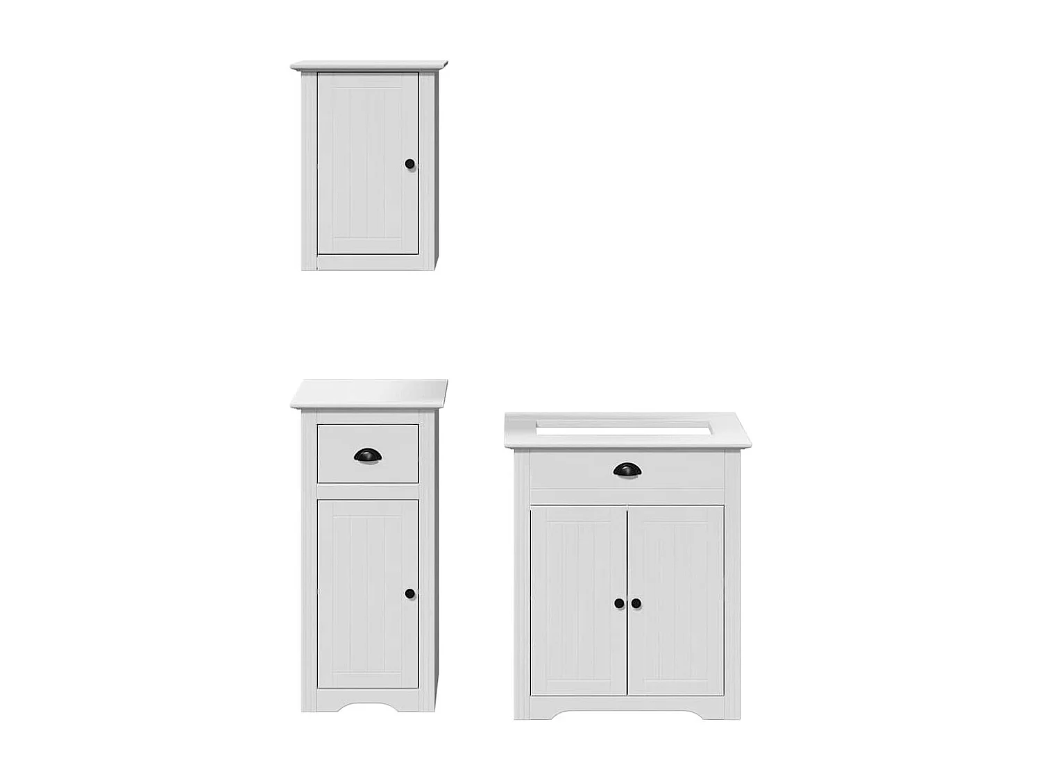 Meubles de salle de bain 3 pcs BODO blanc bois de pin massif
