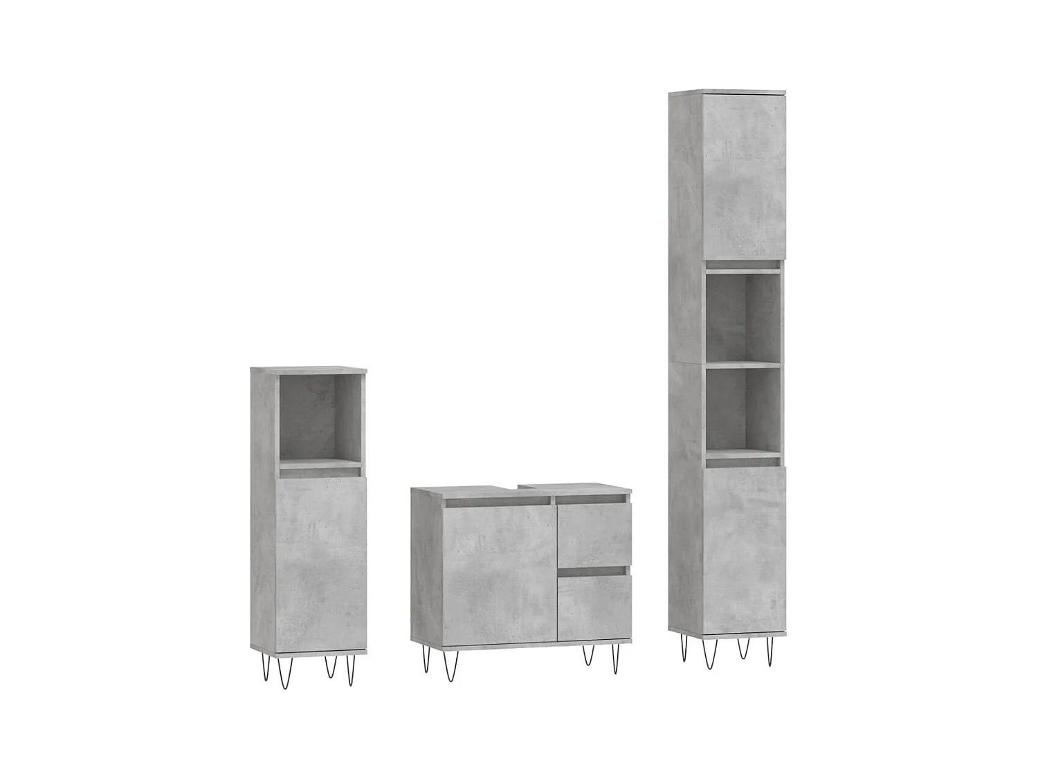 Ensemble de meubles de salle de bain 3 pcs gris béton