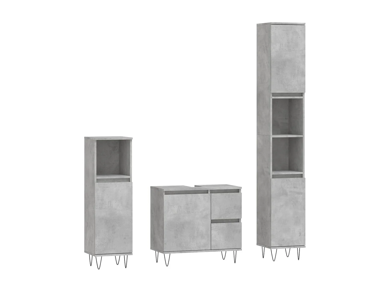 Ensemble de meubles de salle de bain 3 pcs gris béton