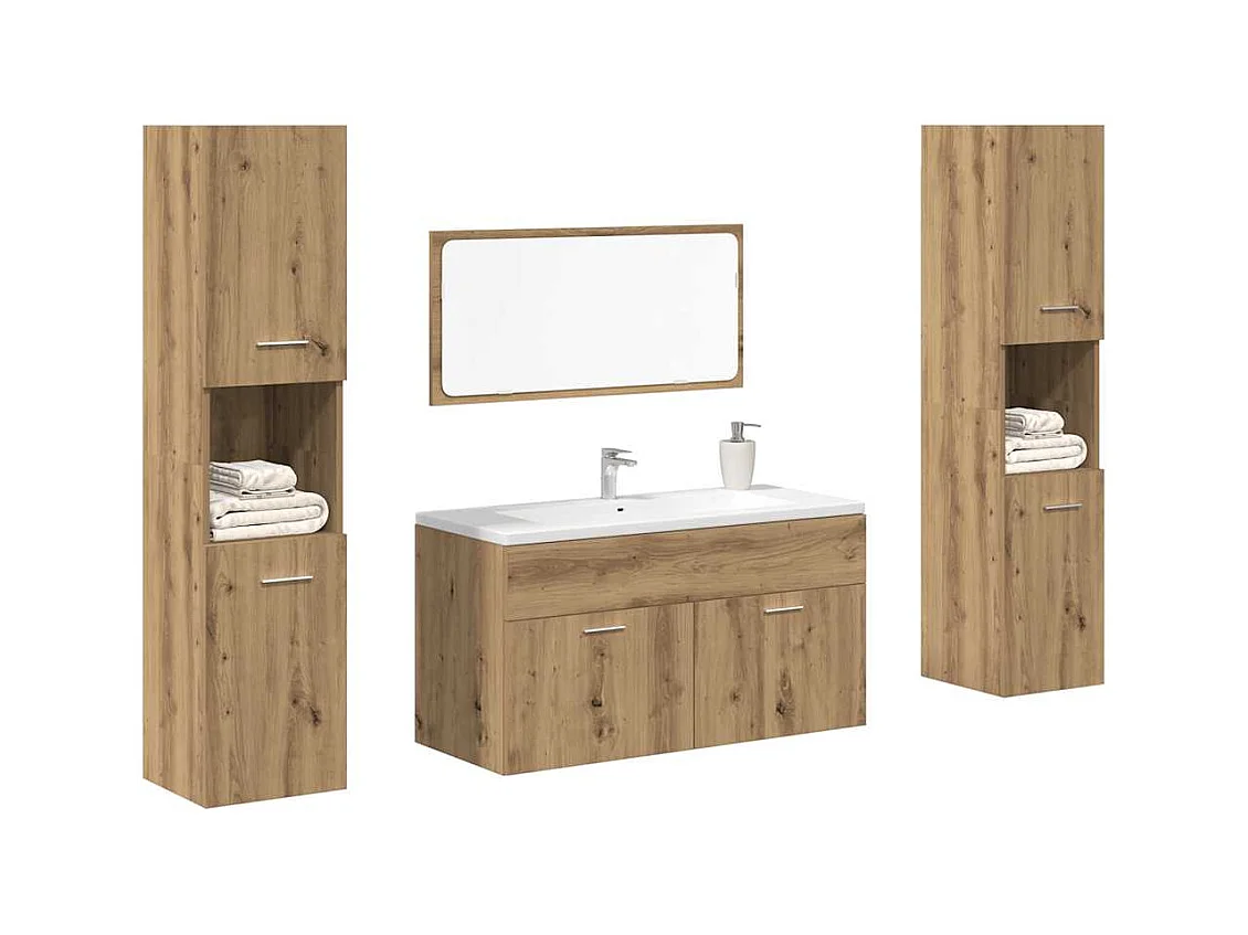 Ensemble de meubles salle de bain 4 pcs bois d'ingénierie