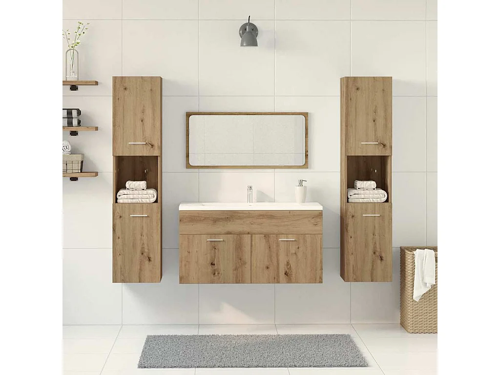 Ensemble de meubles salle de bain 4 pcs bois d'ingénierie