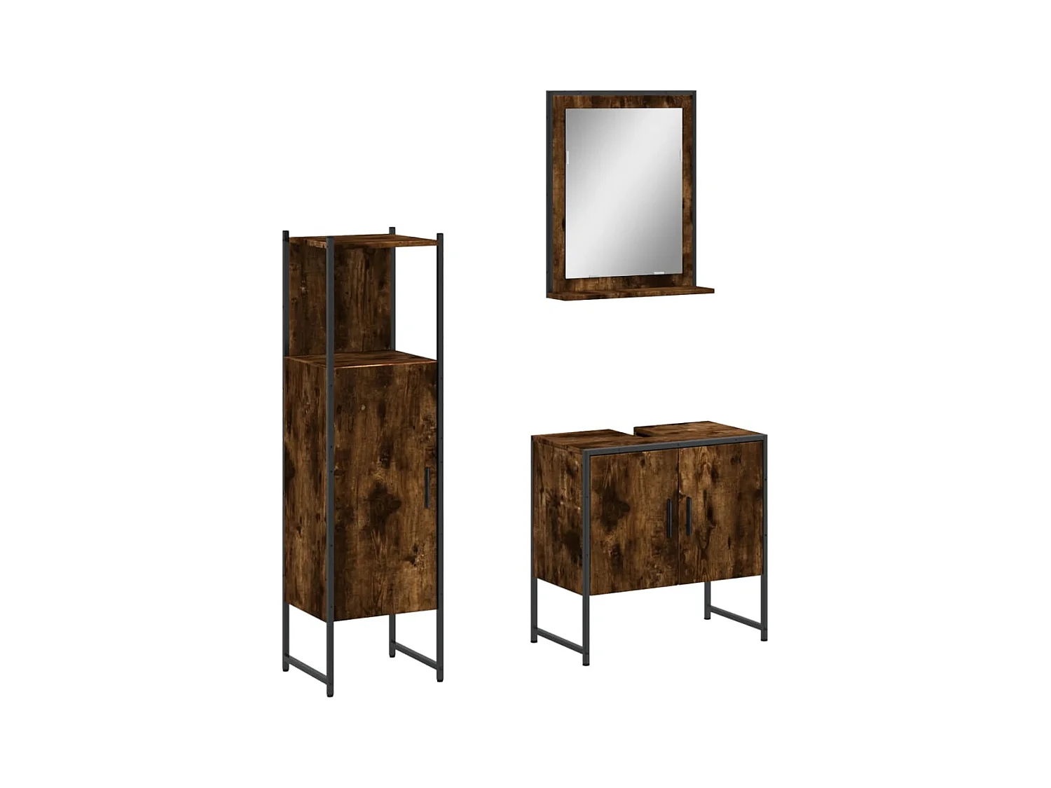 Ensemble d'armoires de salle de bain 3 pcs chêne fumé