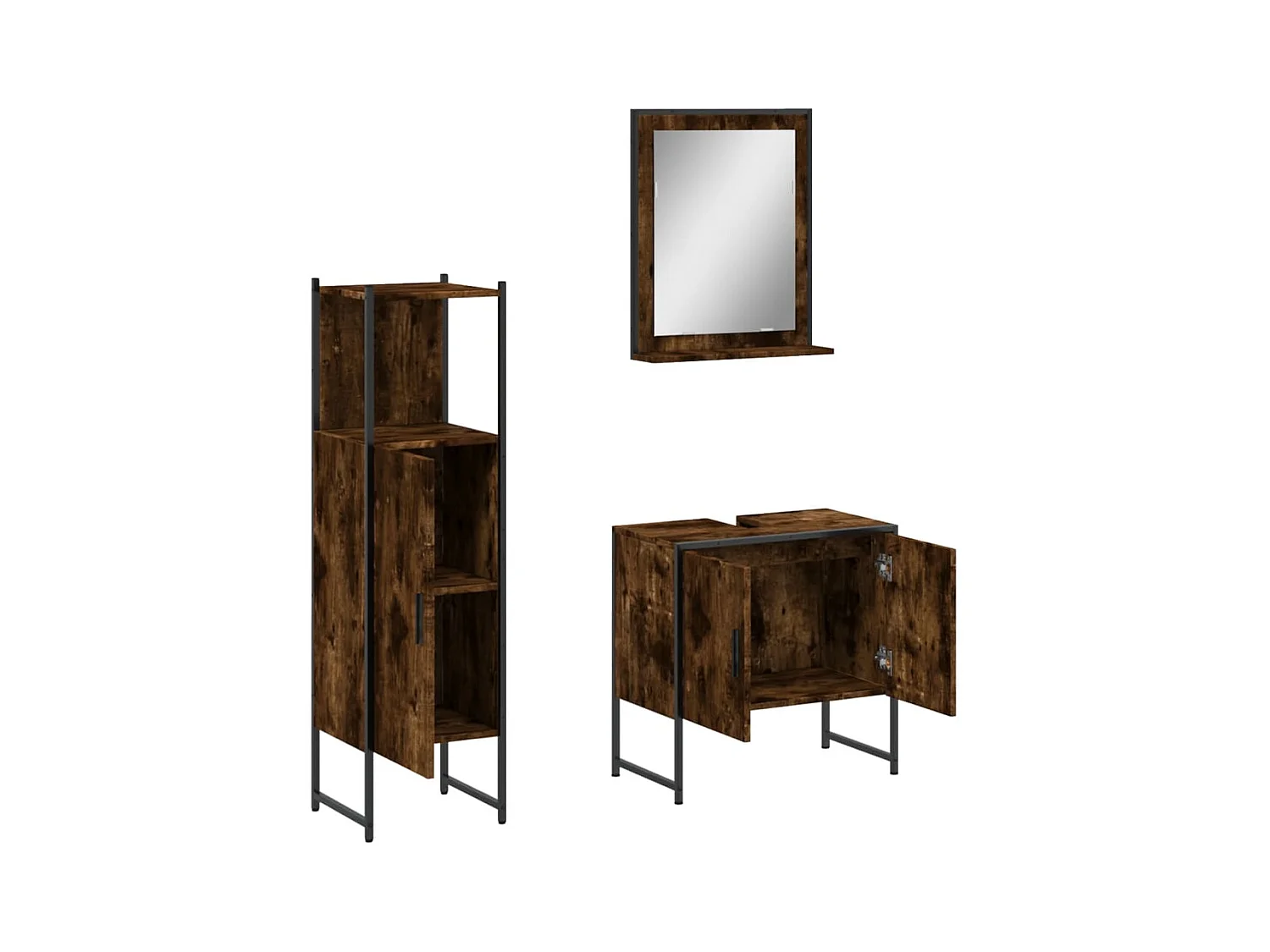 Ensemble d'armoires de salle de bain 3 pcs chêne fumé