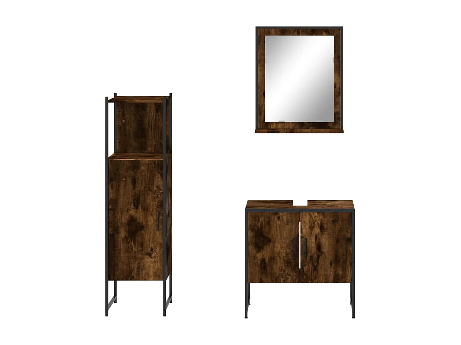 Ensemble d'armoires de salle de bain 3 pcs chêne fumé