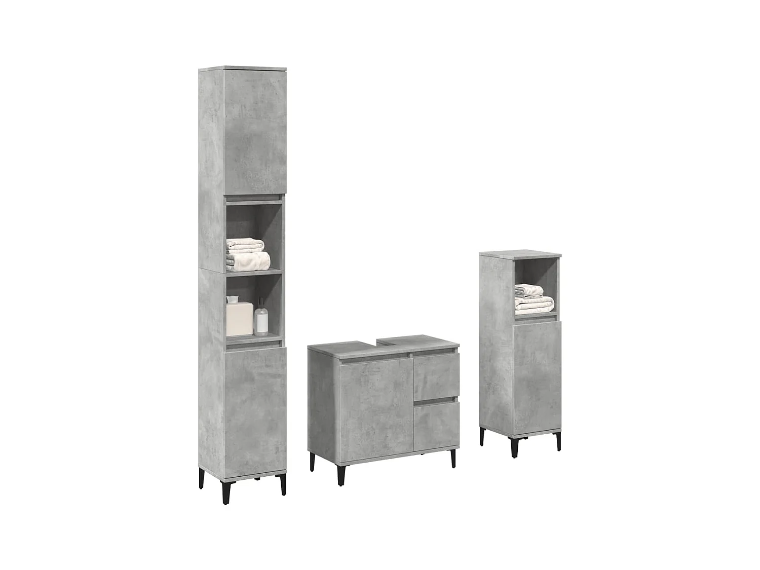 Ensemble de meubles de salle de bain 3 pcs gris béton