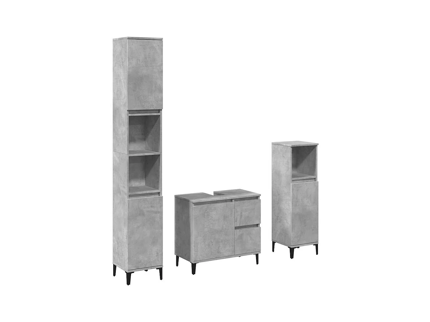 Ensemble de meubles de salle de bain 3 pcs gris béton