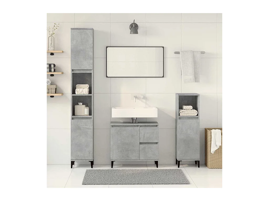 Ensemble de meubles de salle de bain 3 pcs gris béton