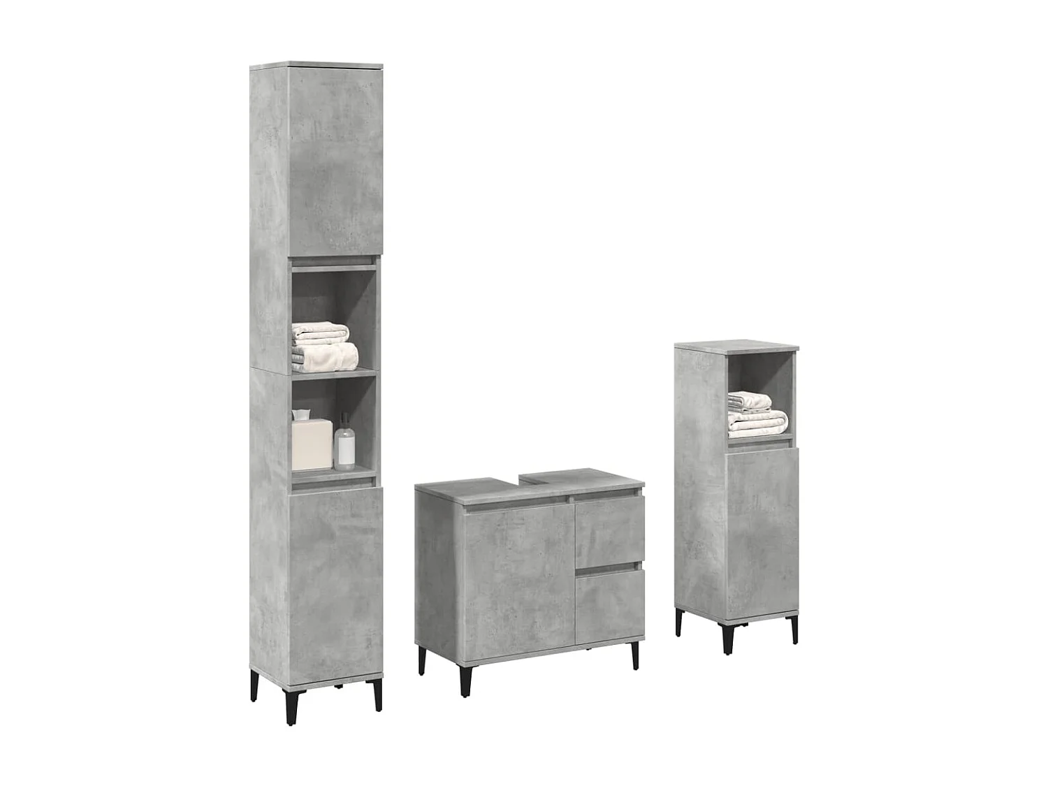 Ensemble de meubles de salle de bain 3 pcs gris béton