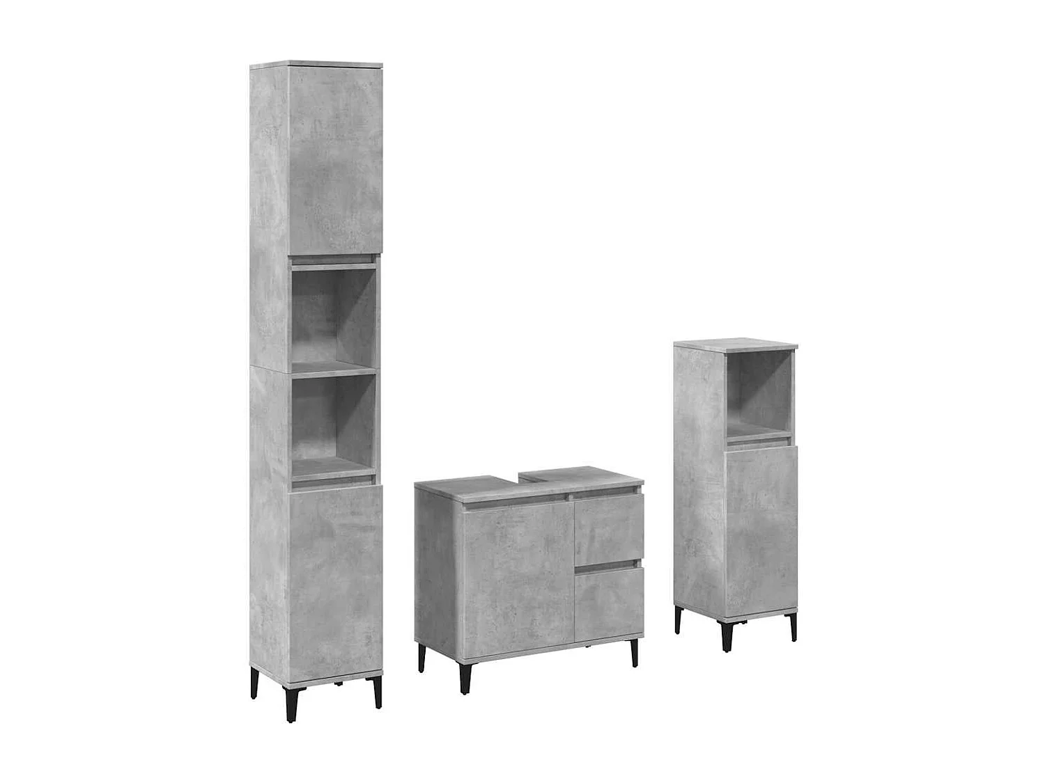 Ensemble de meubles de salle de bain 3 pcs gris béton