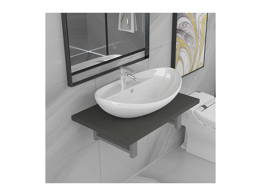 Tweedelige badkamerkast in grijs keramiek