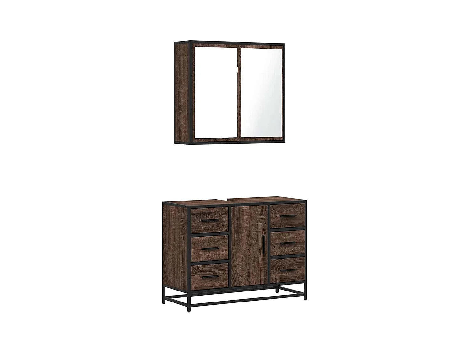 Ensemble de meubles de salle de bain 2 pcs Chêne marron