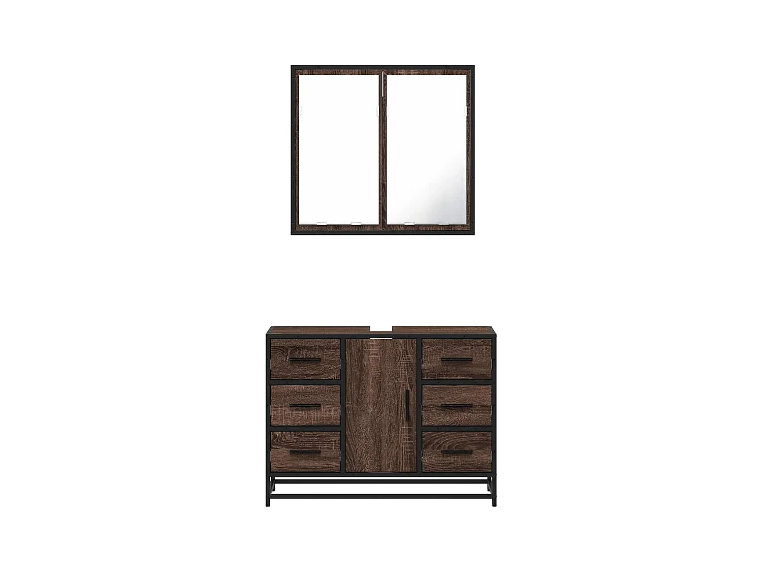 Ensemble de meubles de salle de bain 2 pcs Chêne marron