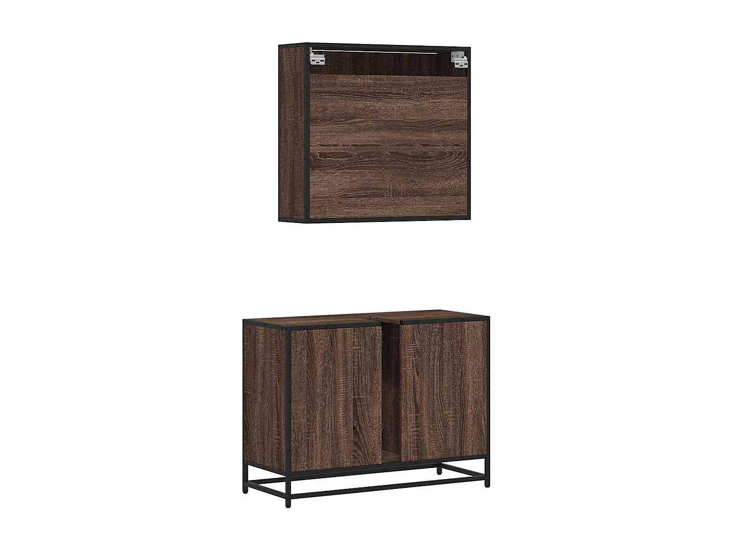 Ensemble de meubles de salle de bain 2 pcs Chêne marron
