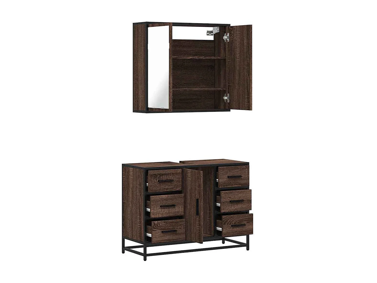 Ensemble de meubles de salle de bain 2 pcs Chêne marron