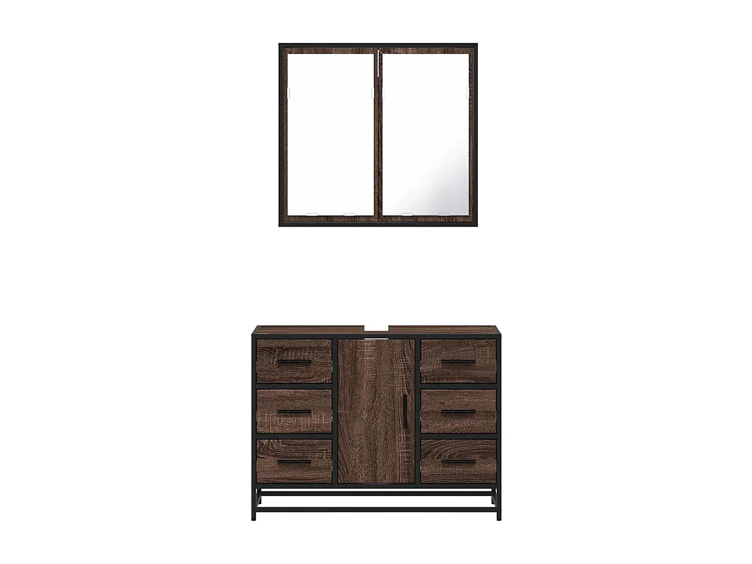 Ensemble de meubles de salle de bain 2 pcs Chêne marron
