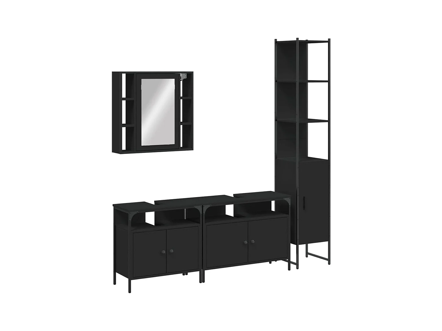 Ensemble d’armoires salle de bain 4 pcs noir bois d'ingénierie