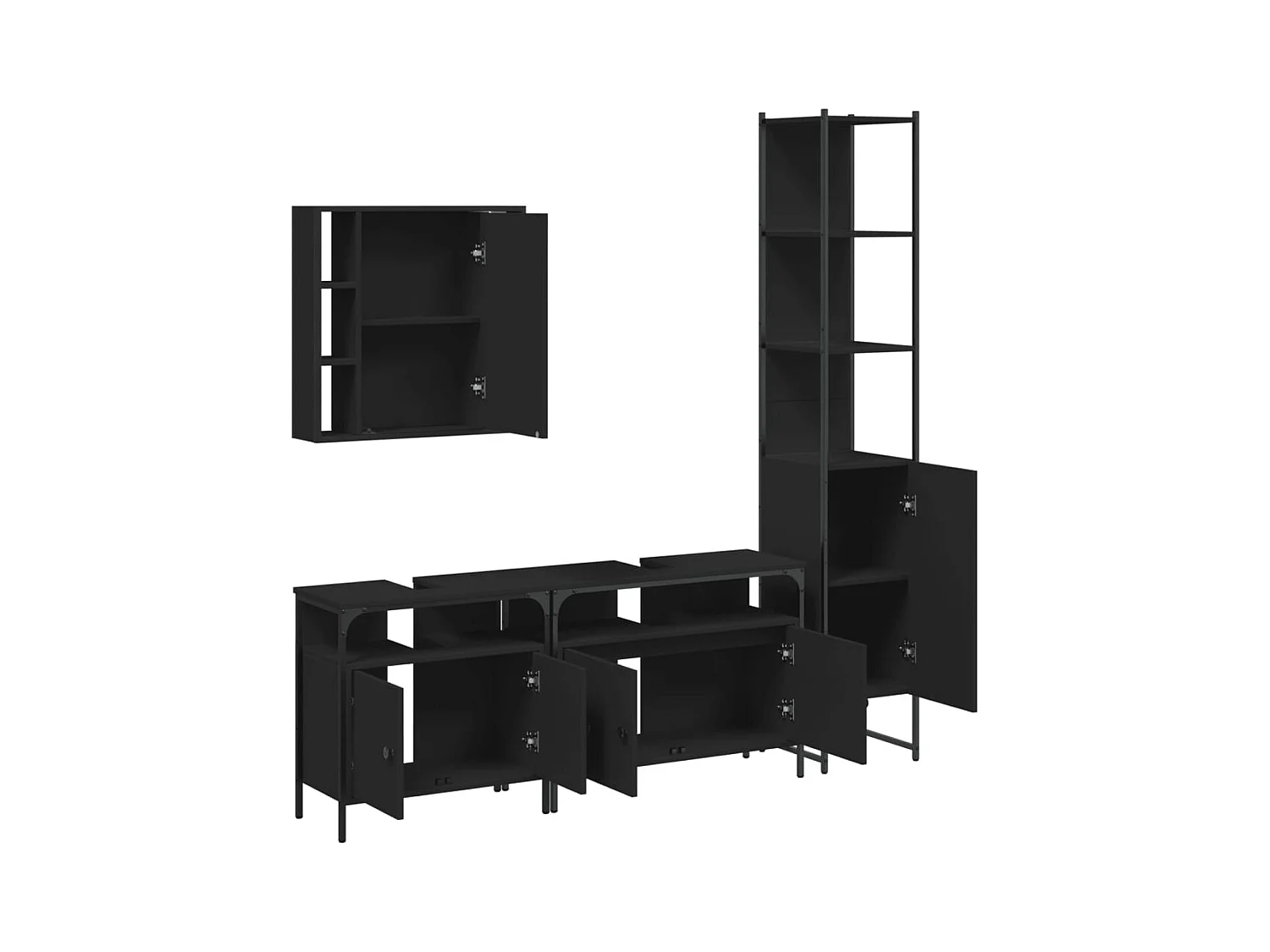 Ensemble d’armoires salle de bain 4 pcs noir bois d'ingénierie