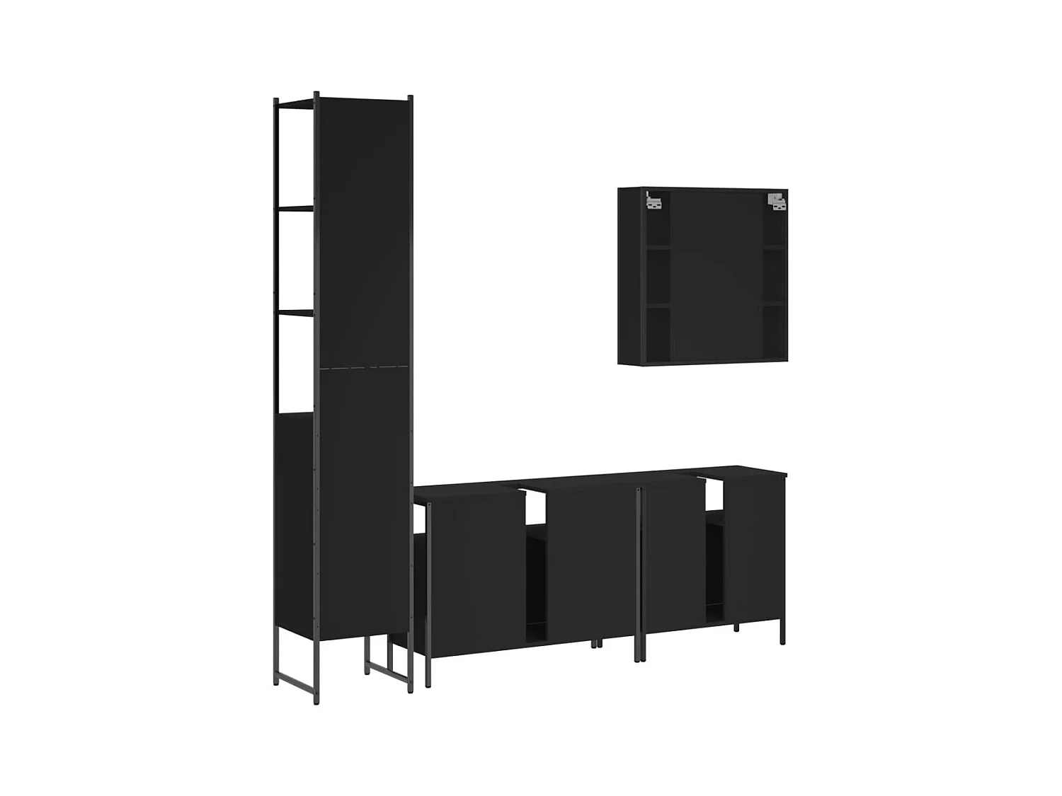 Ensemble d’armoires salle de bain 4 pcs noir bois d'ingénierie