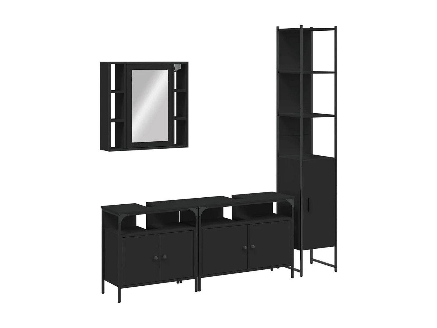 Ensemble d’armoires salle de bain 4 pcs noir bois d'ingénierie