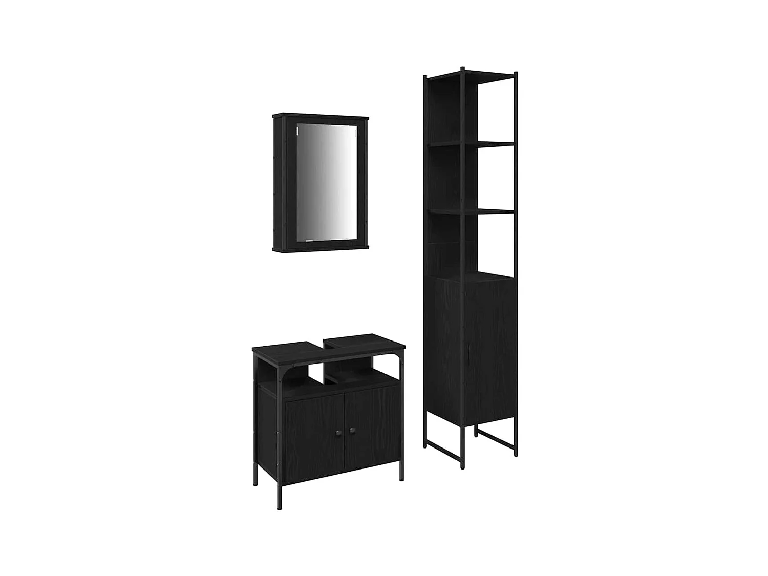 Ensemble de mobilier de salle de bain 3 pcs Chêne noir