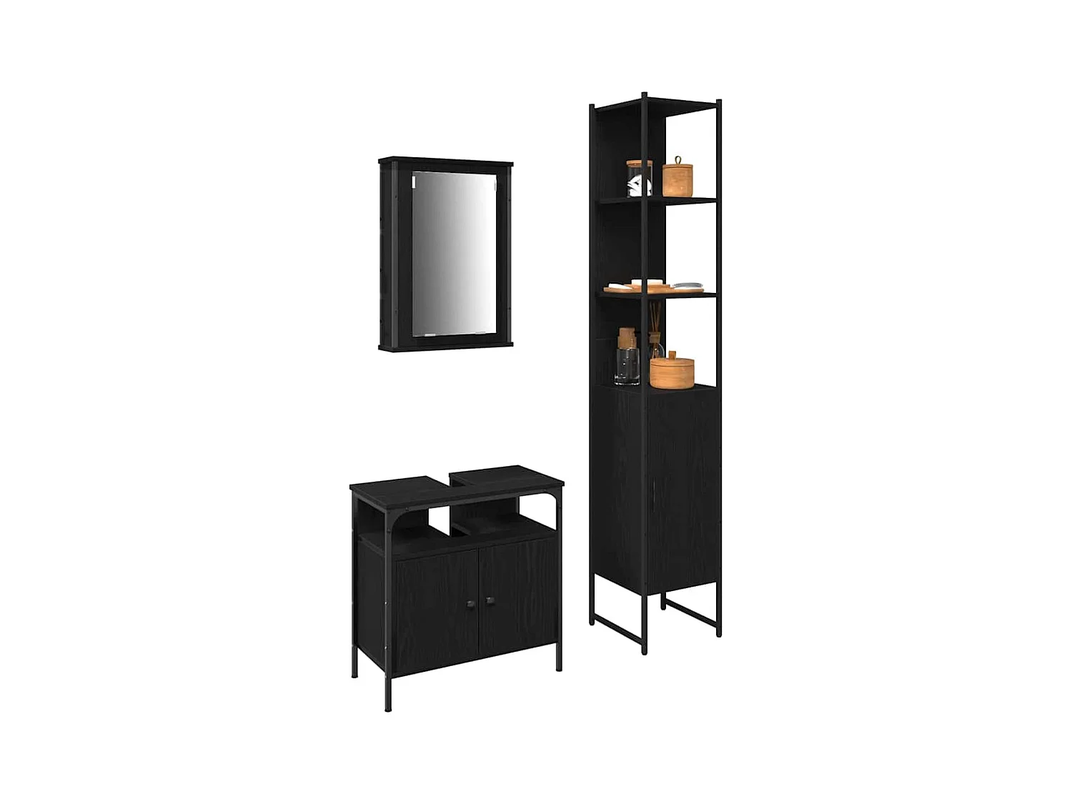 Ensemble de mobilier de salle de bain 3 pcs Chêne noir