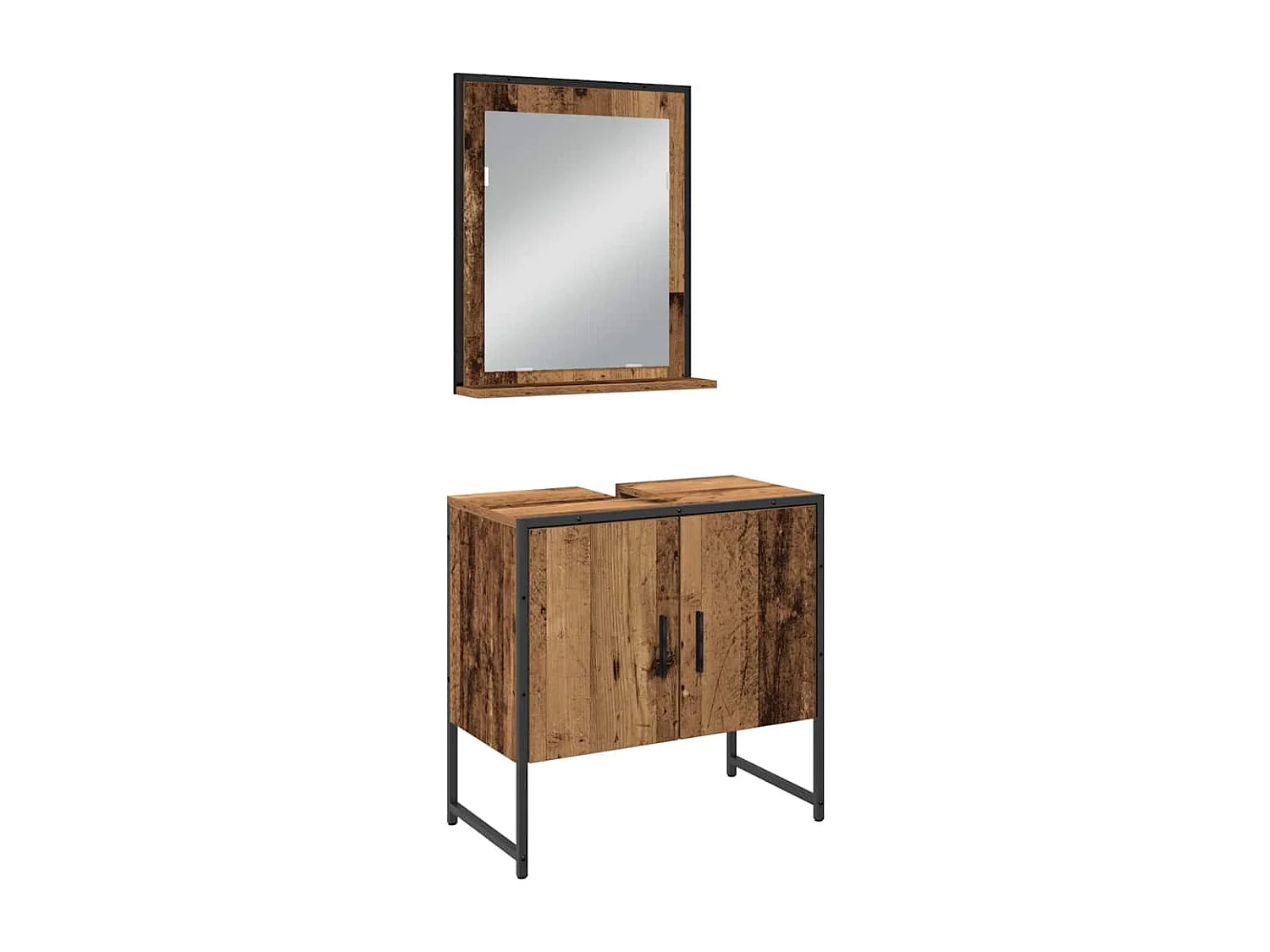 Ensemble de mobilier de salle de bain avec porte 3 pcs Marron