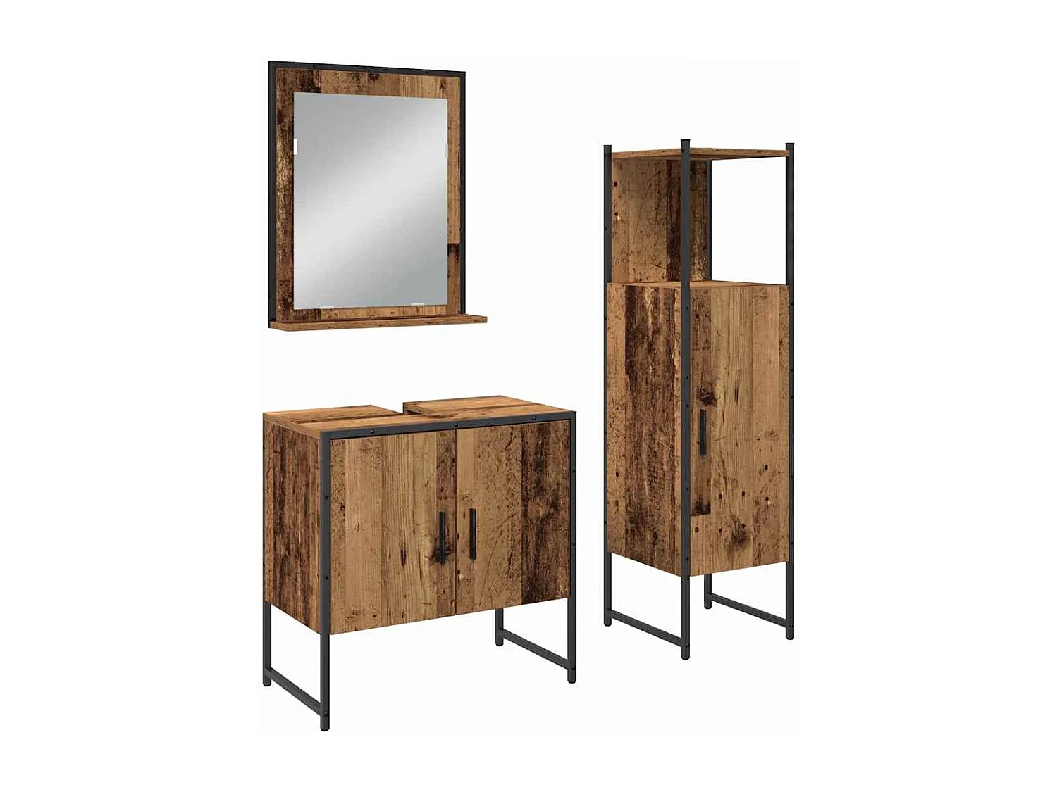 Ensemble de mobilier de salle de bain avec porte 3 pcs Marron