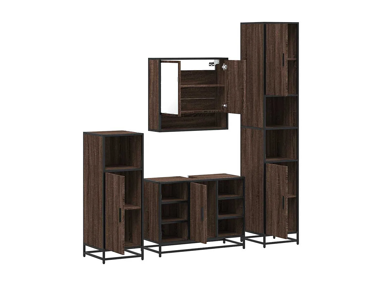 Ensemble de meubles de salle de bain 4 pcs chêne marron