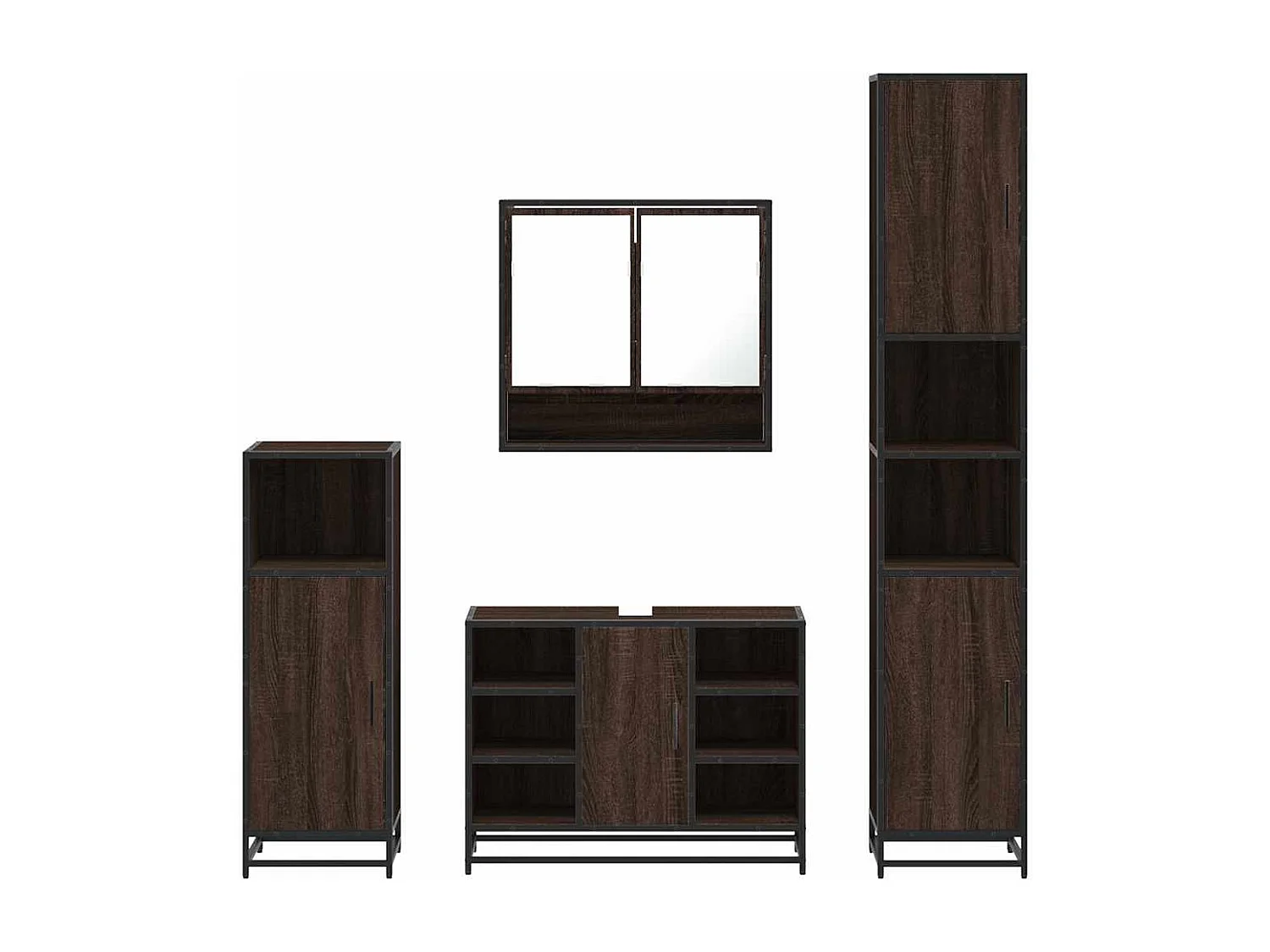 Ensemble de meubles de salle de bain 4 pcs chêne marron