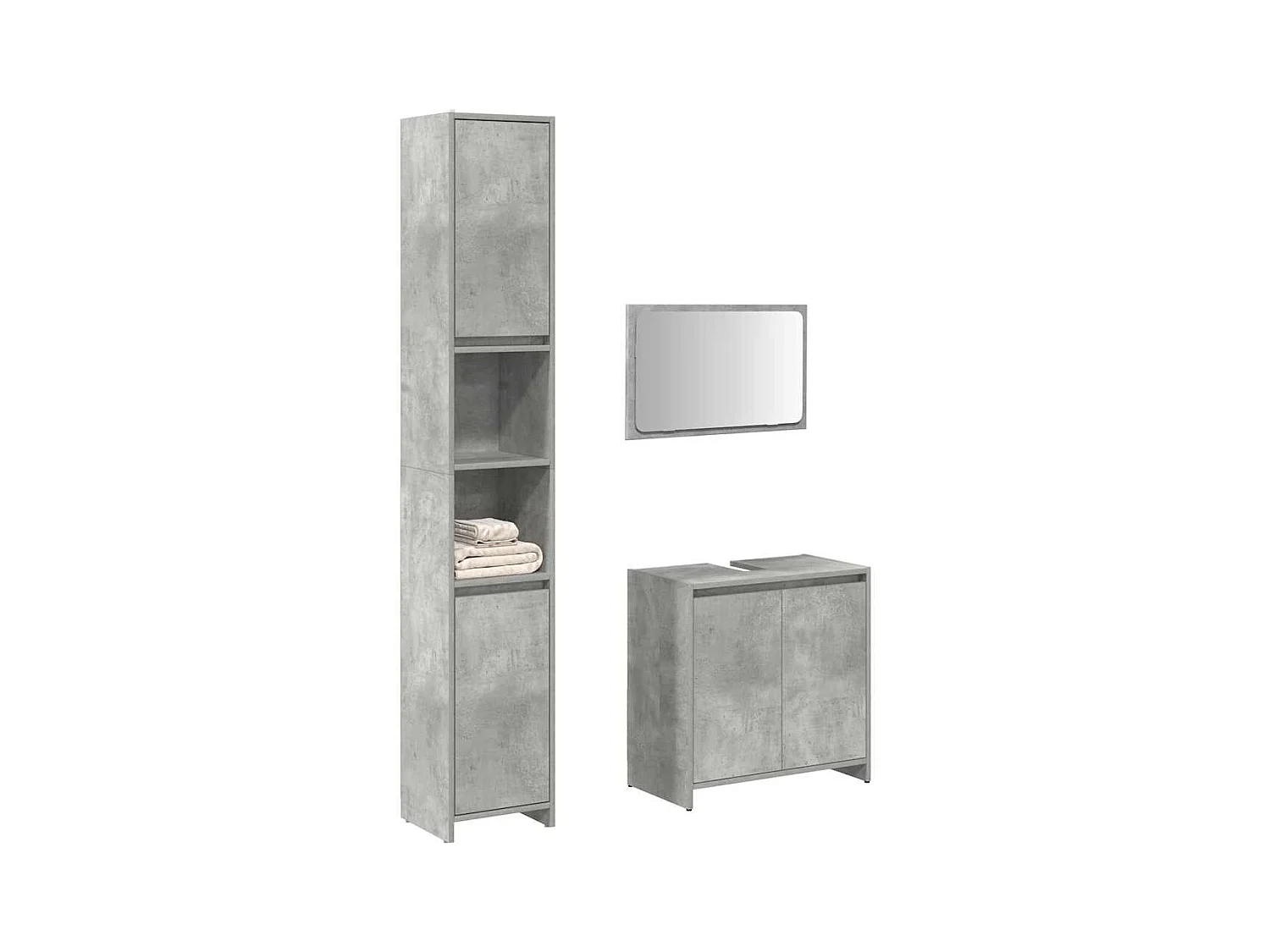 Ensemble de meubles de salle de bain 3 pcs gris béton