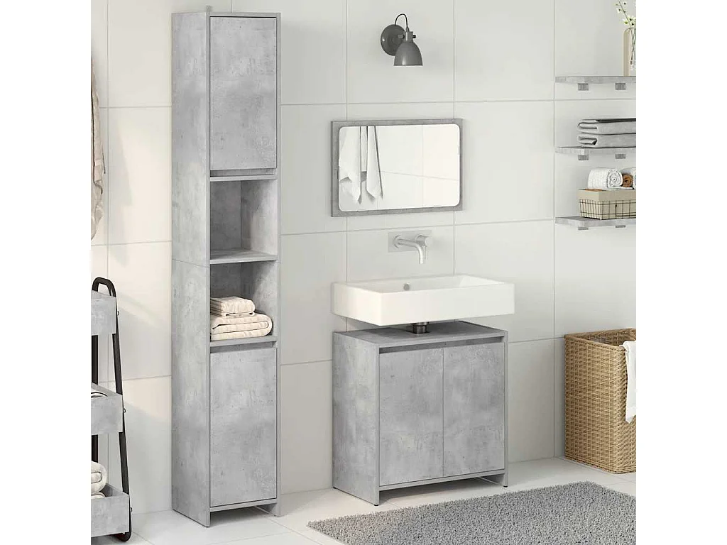 Conjunto de muebles de baño de 3 piezas gris hormigón