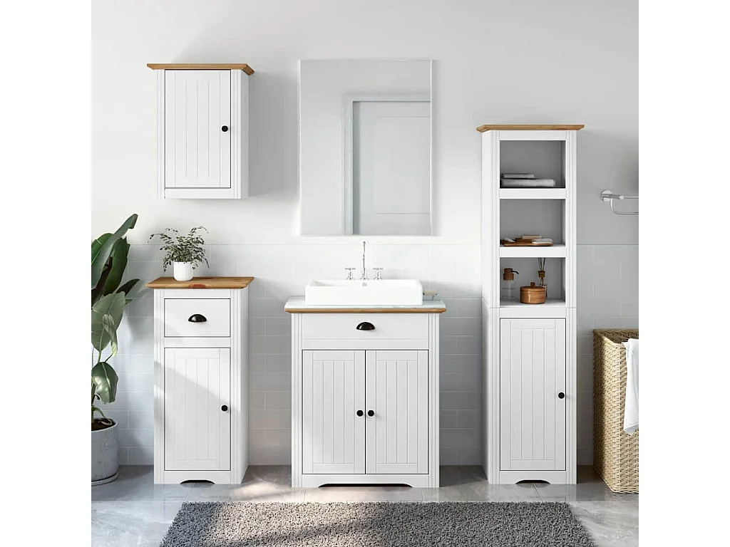 BODO 4-teiliges Badmöbel-Set weiß Kiefer Massivholz