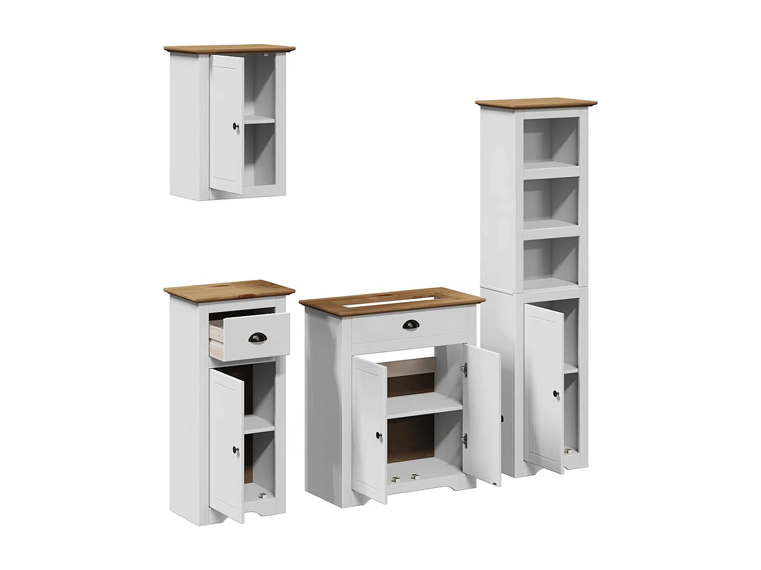 BODO 4-teiliges Badmöbel-Set weiß Kiefer Massivholz