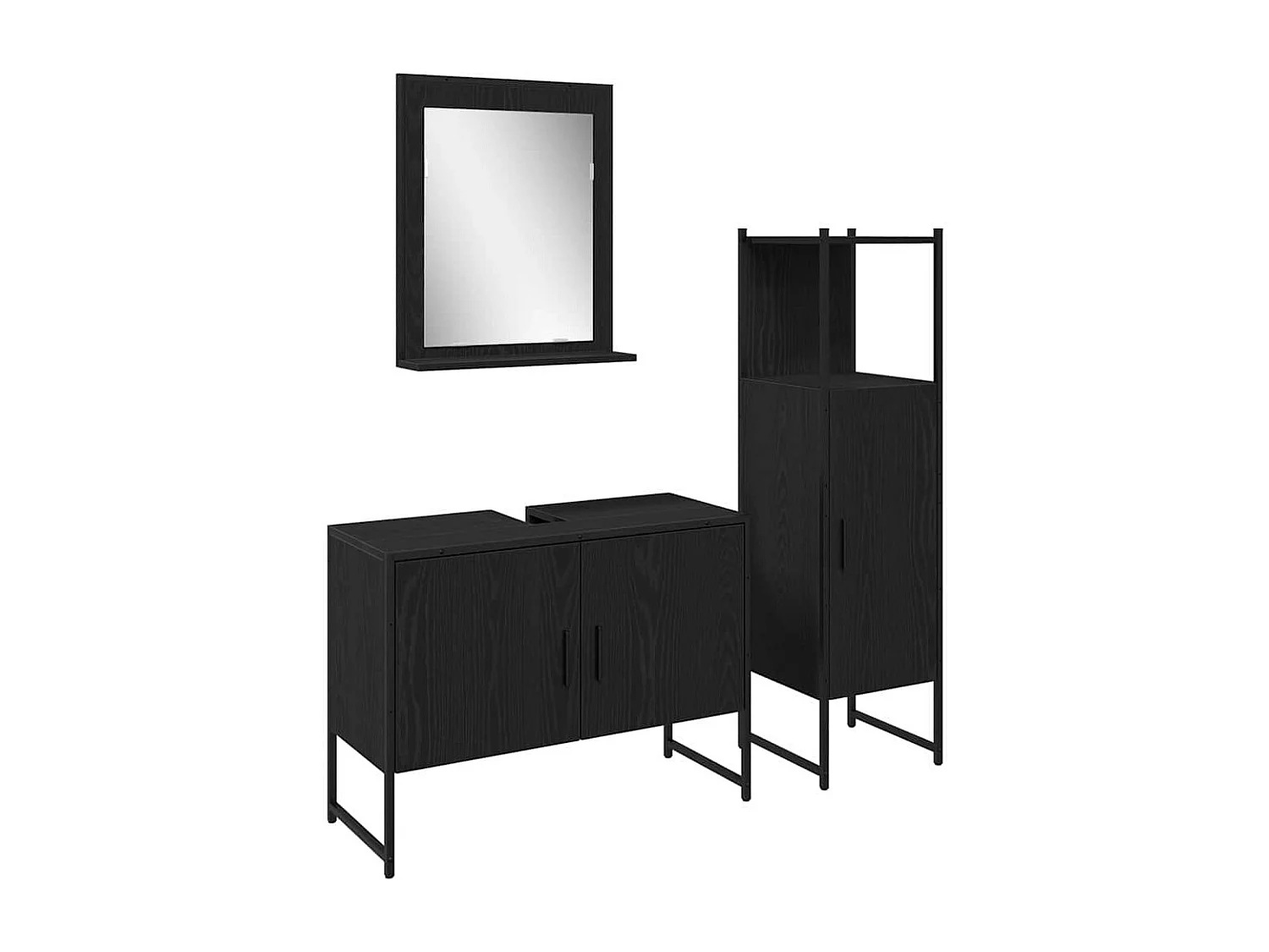 Ensemble de mobilier de salle de bain avec stockage 3 pcs Noir