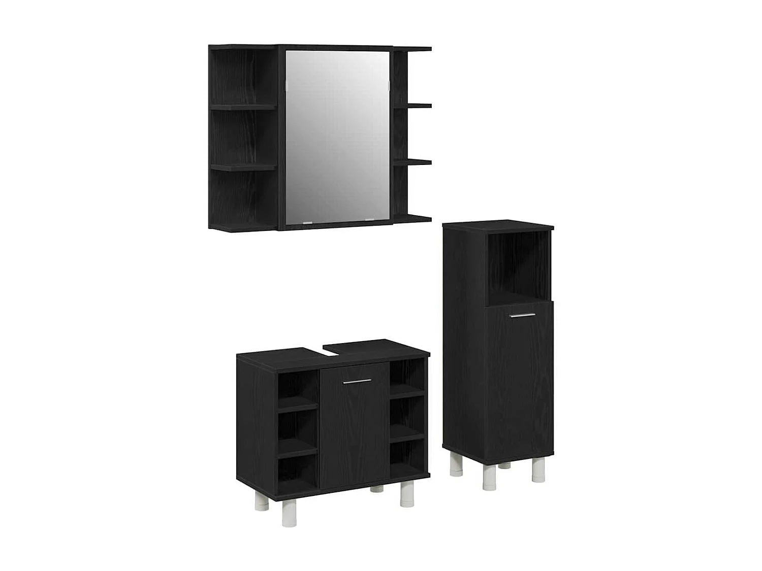 Ensemble de mobilier de salle de bain avec étagère 3 pcs Noir