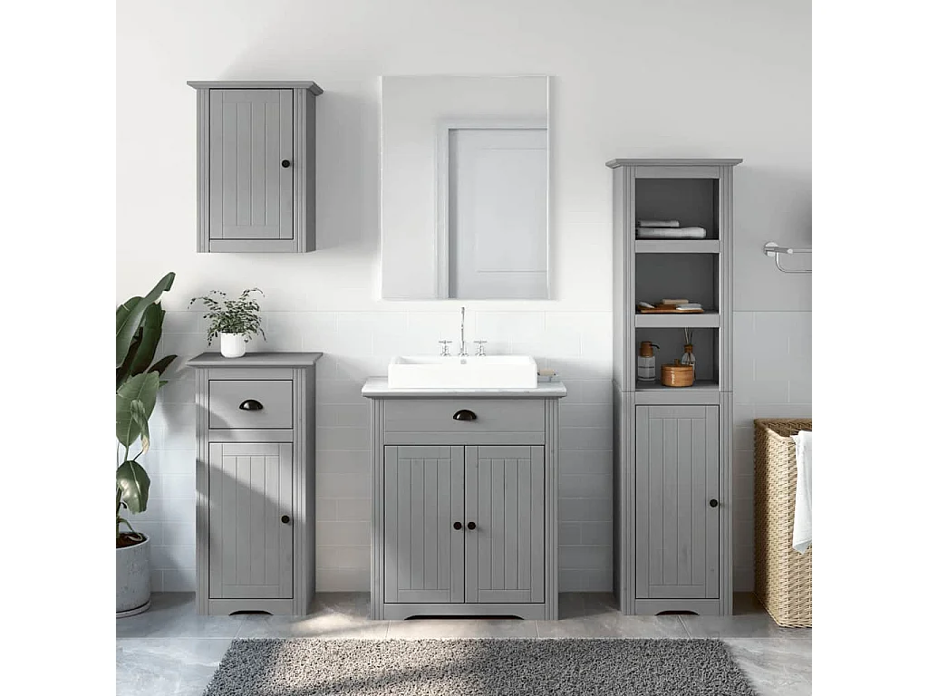 Meubles de salle de bain 4 pcs BODO gris bois de pin massif