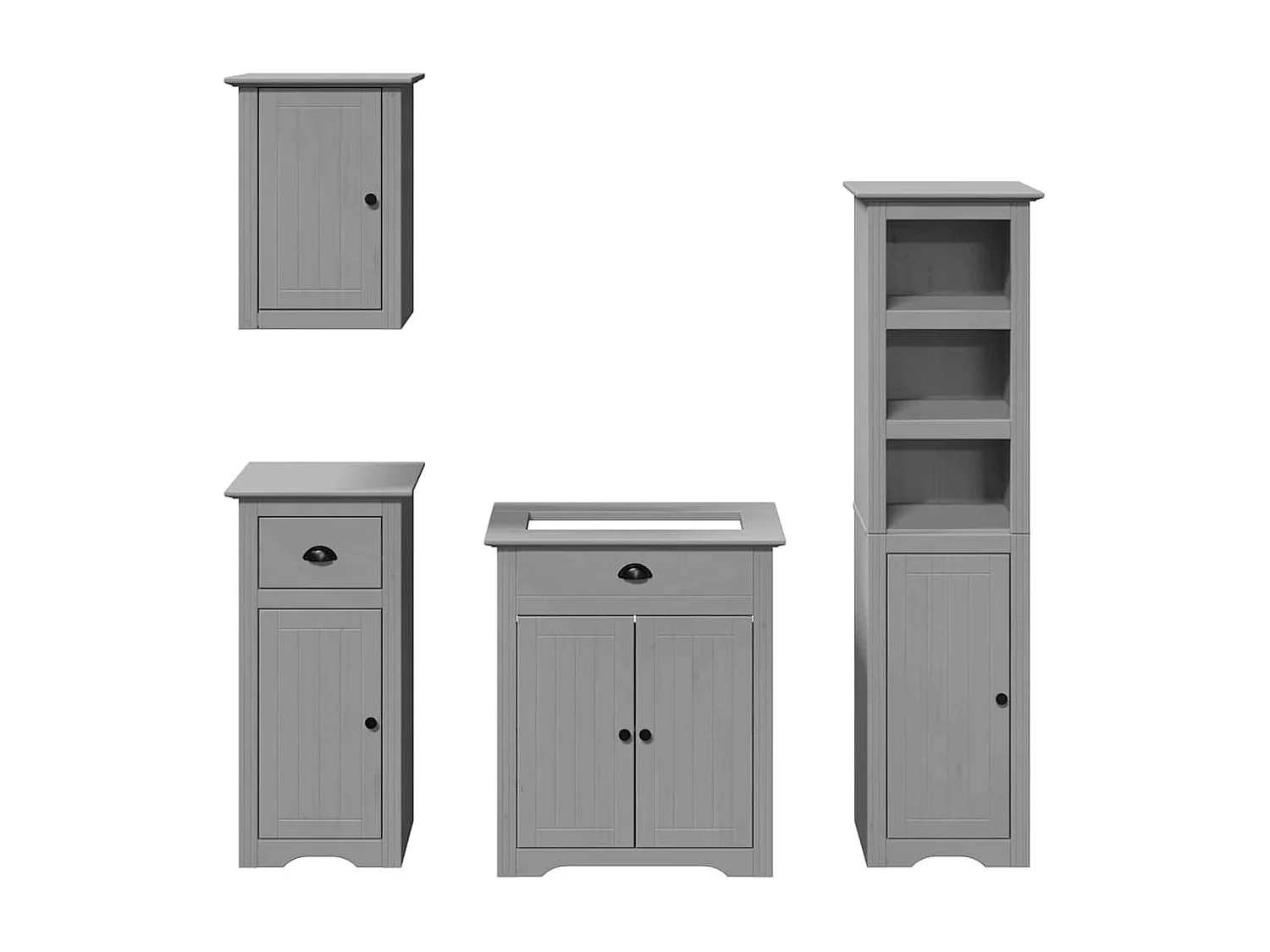 Meubles de salle de bain 4 pcs BODO gris bois de pin massif