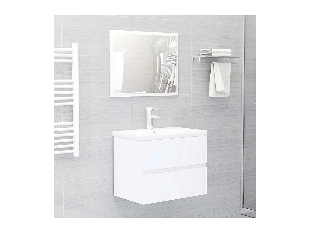 Ensemble de meubles salle de bain 2 pcs blanc bois d'ingénierie