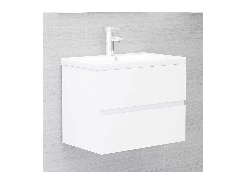 Ensemble de meubles salle de bain 2 pcs blanc bois d'ingénierie