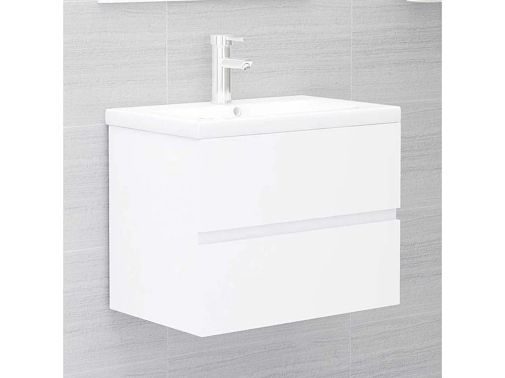 Ensemble de meubles salle de bain 2 pcs blanc bois d'ingénierie
