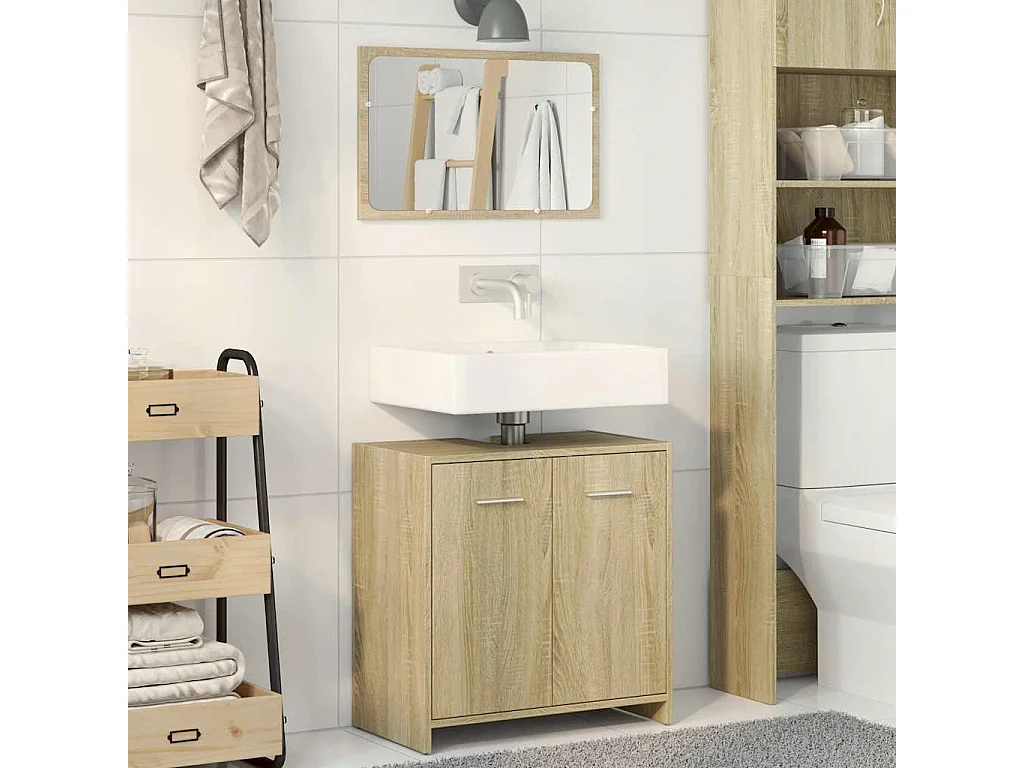 Set di mobili da bagno 2 pezzi in rovere Sonoma