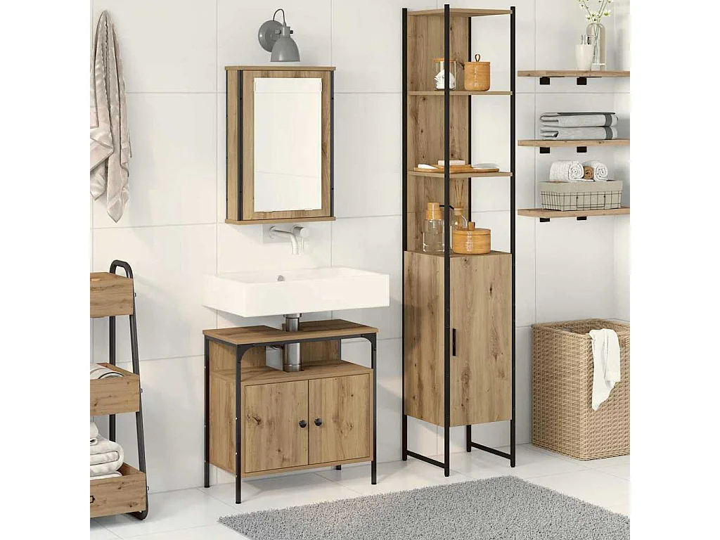 Ensemble de mobilier de salle de bain 3 pcs chêne artisanal