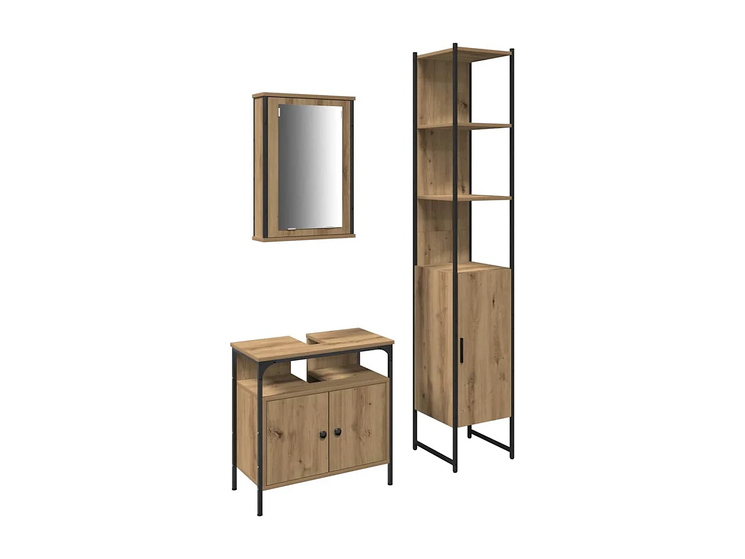 Ensemble de mobilier de salle de bain 3 pcs chêne artisanal