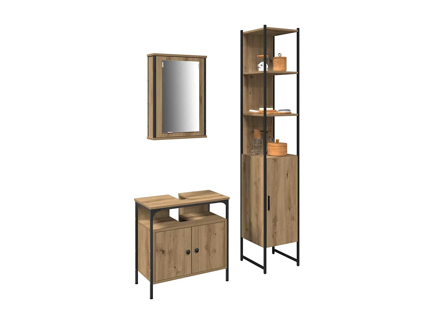 Ensemble de mobilier de salle de bain 3 pcs chêne artisanal