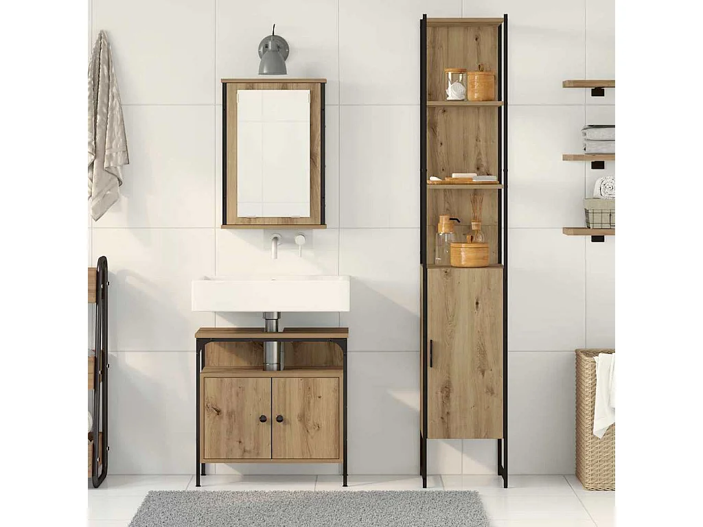 Ensemble de mobilier de salle de bain 3 pcs chêne artisanal