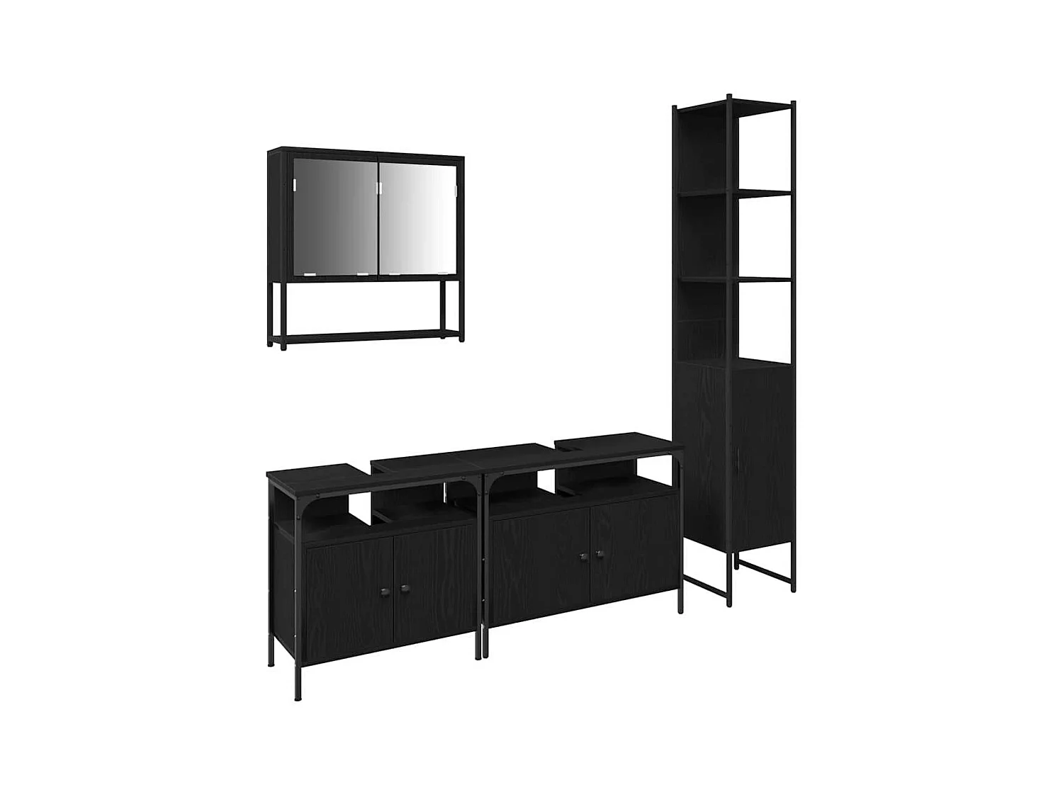 Ensemble de mobilier de salle de bain 4 pcs Chêne noir