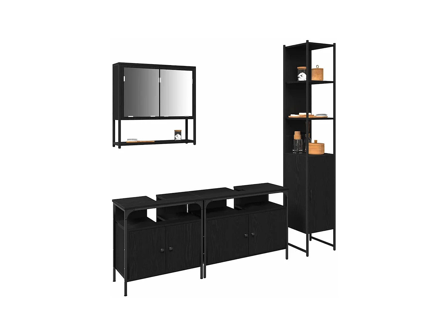 Ensemble de mobilier de salle de bain 4 pcs Chêne noir