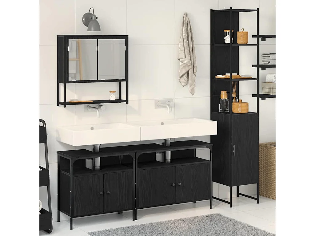 Set di mobili da bagno 4 pezzi Black Oak