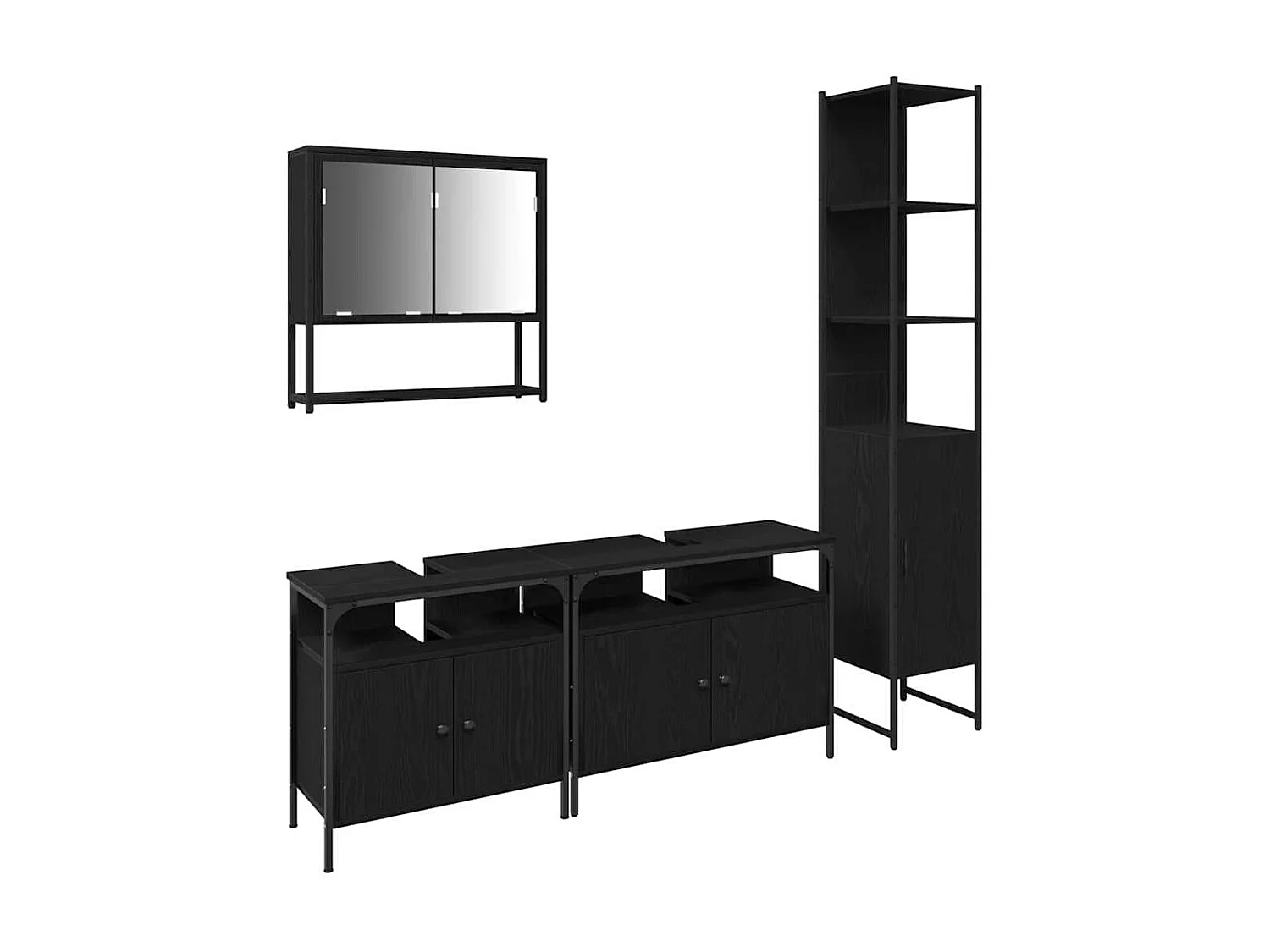 Set di mobili da bagno 4 pezzi Black Oak