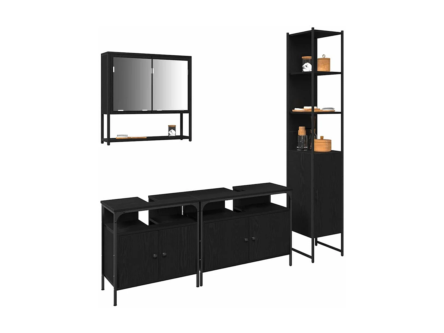 Set di mobili da bagno 4 pezzi Black Oak